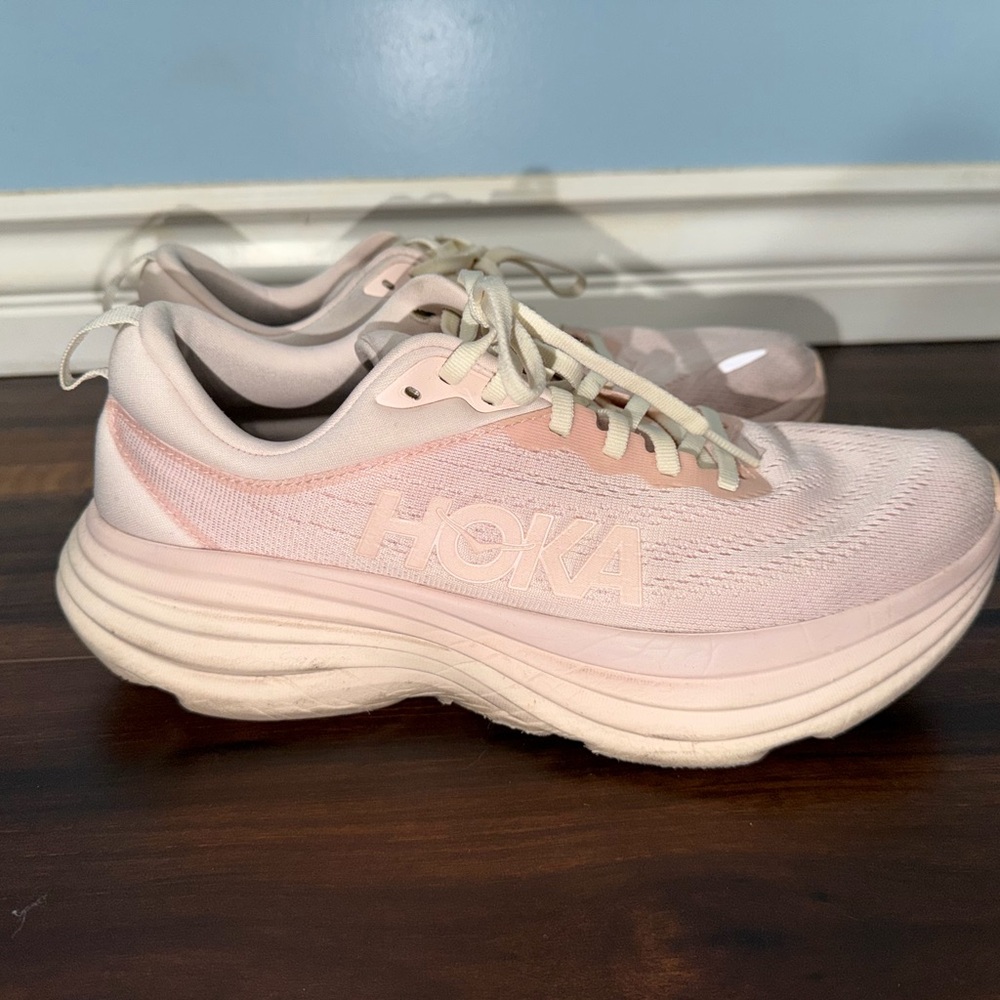 Hoka Women's Pale Pink Cushioned Running Shoes